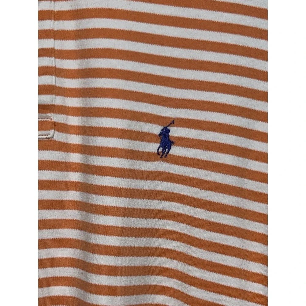 Polo Ralph Lauren Shirt Mens Medium Orange Striped Colorful Small Pony‎